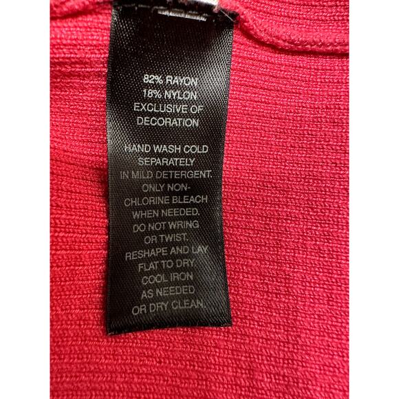 WHBM Sz XS Hot Pink Roses Rosettes Cardigan Sweater w/ Silver, Coquette Romantic - Picture 8 of 8